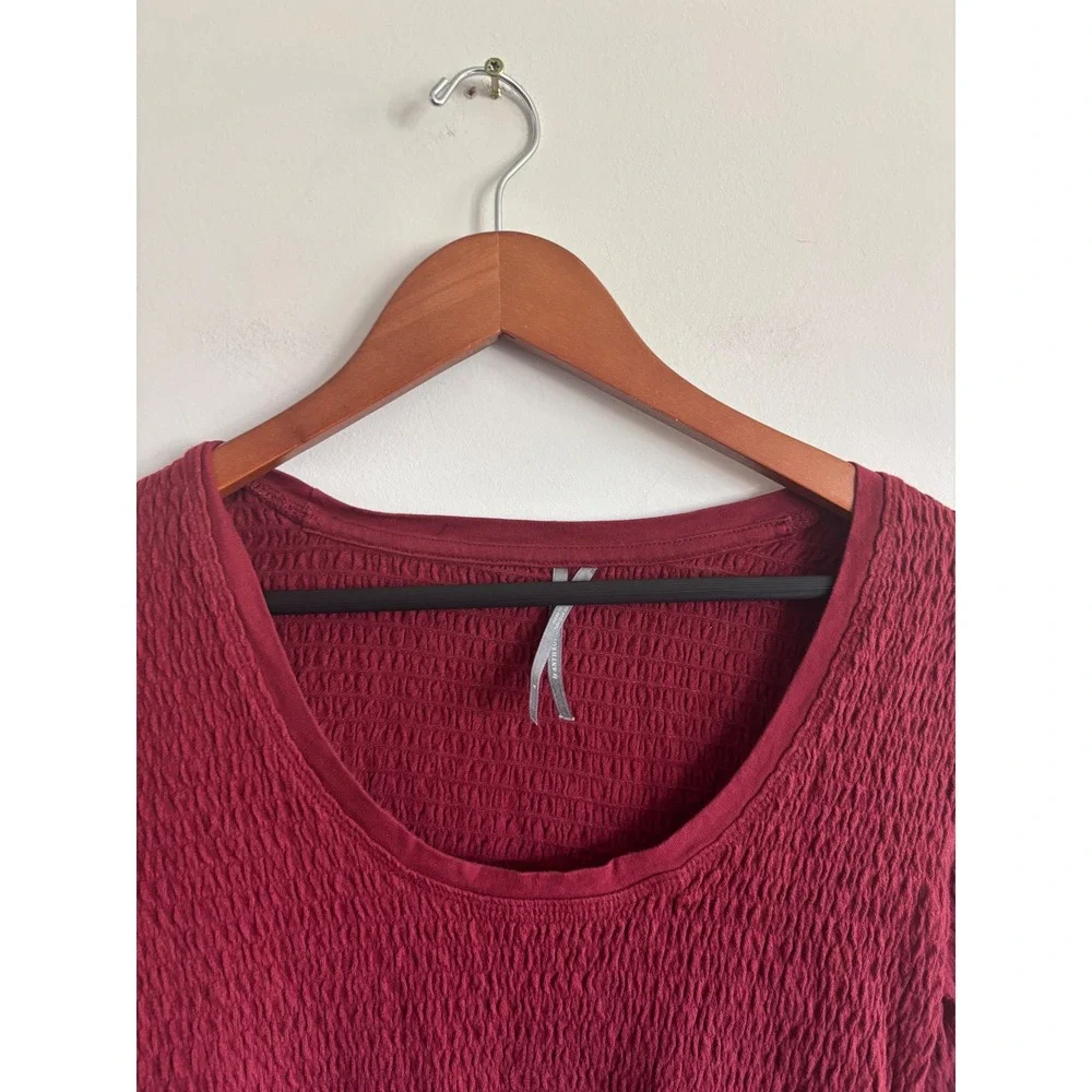 Anthropologie Top S Smocked Bell Sleeve Red Textured Blouse‎